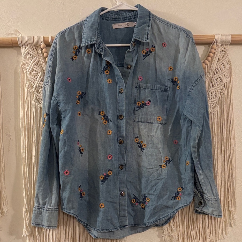 Billy T Wild Floral Denim Shirt